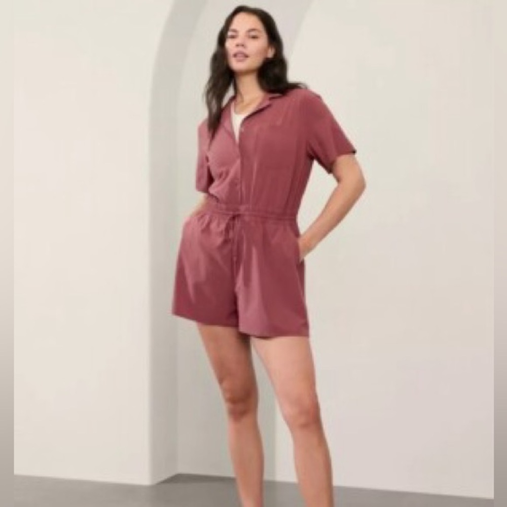 Athleta Avenue Romper Rosewood Pink Medium Tall